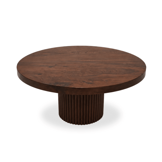 Luxury 59-inch walnut dining table with sculptural column base