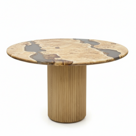 Marcel Poplar Burl Dining Table (Round) Ø48''
