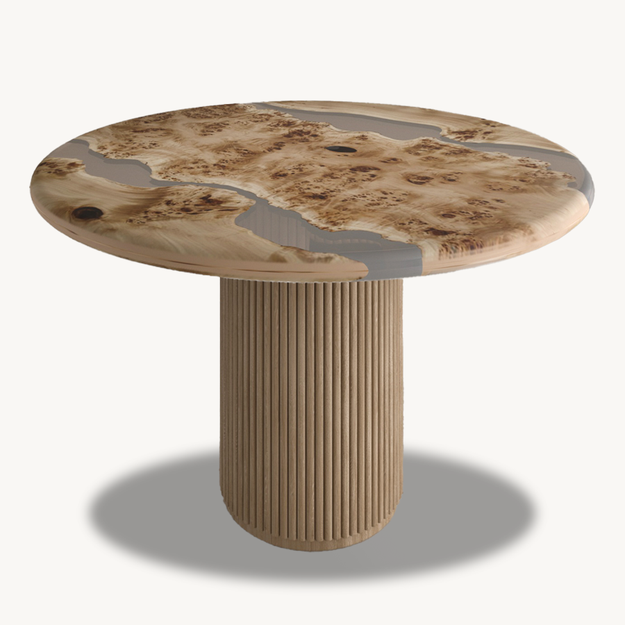 Marcel Poplar Burl Dining Table (Round) Ø48'' - Holzsch