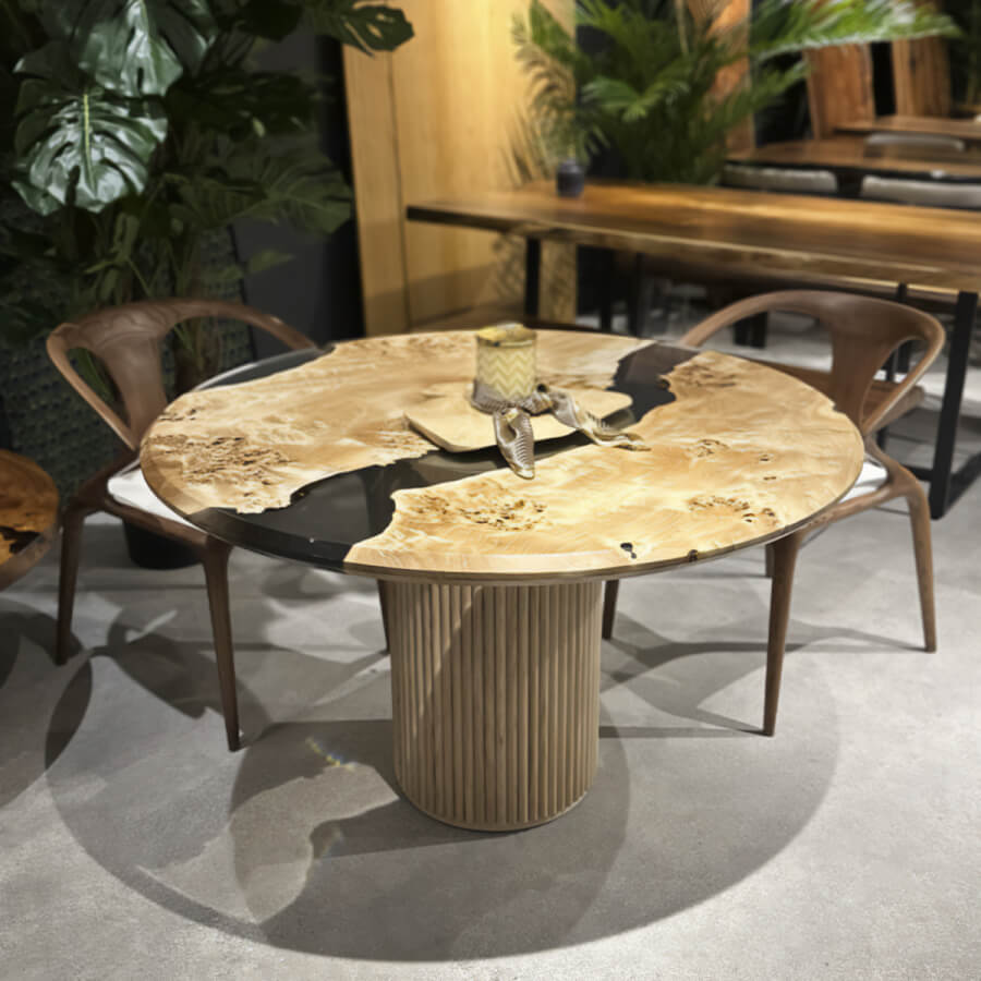 Marcel Poplar Burl Dining Table (Round) Ø48'' - Holzsch