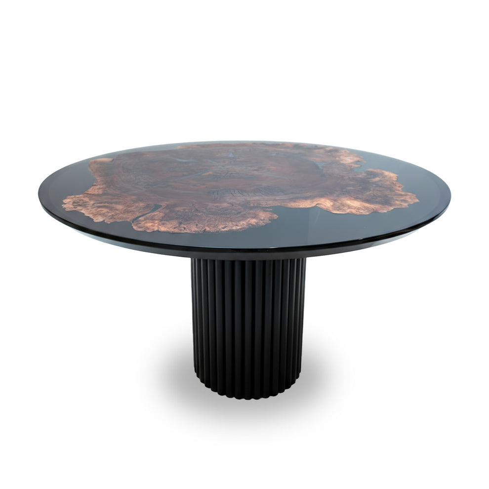 Walnut Burl Round Dining Table – Marcel Handcrafted Modern Column – Holzsch