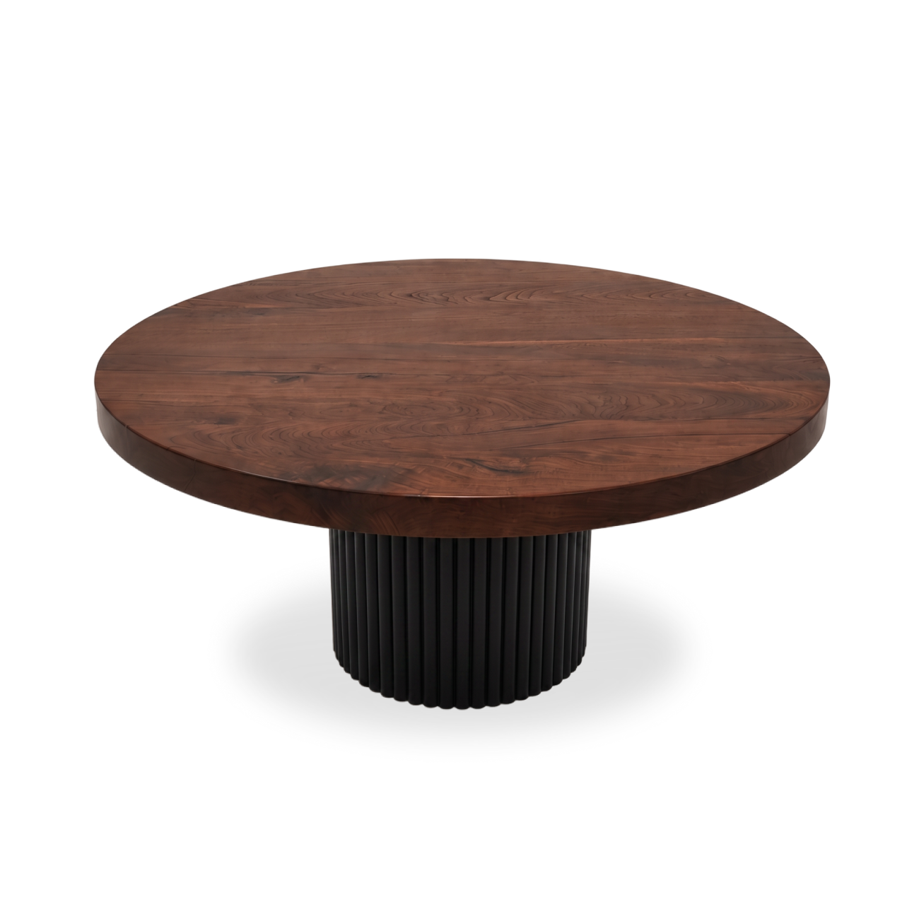 Luxury 59-inch walnut dining table with sculptural column base