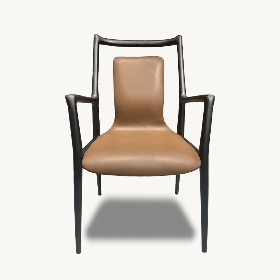 Mathis Leather Dining Chair - Custom Dark Brown & Black