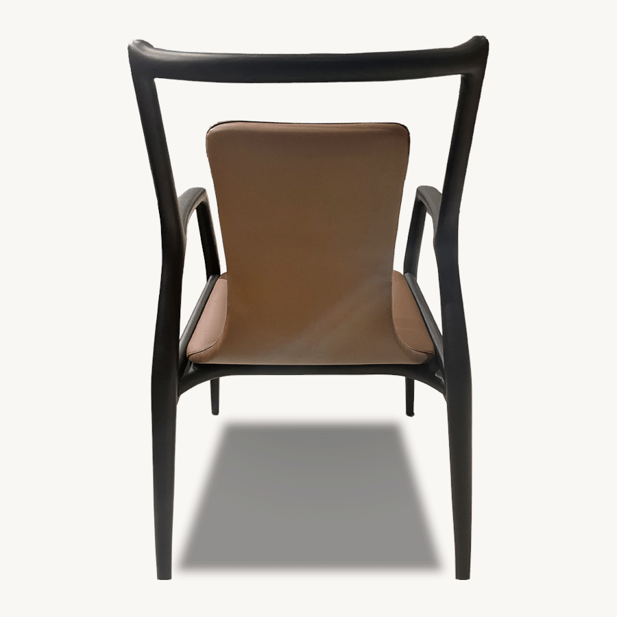 Mathis Leather Dining Chair - Custom Dark Brown & Black Holzsch Furniture