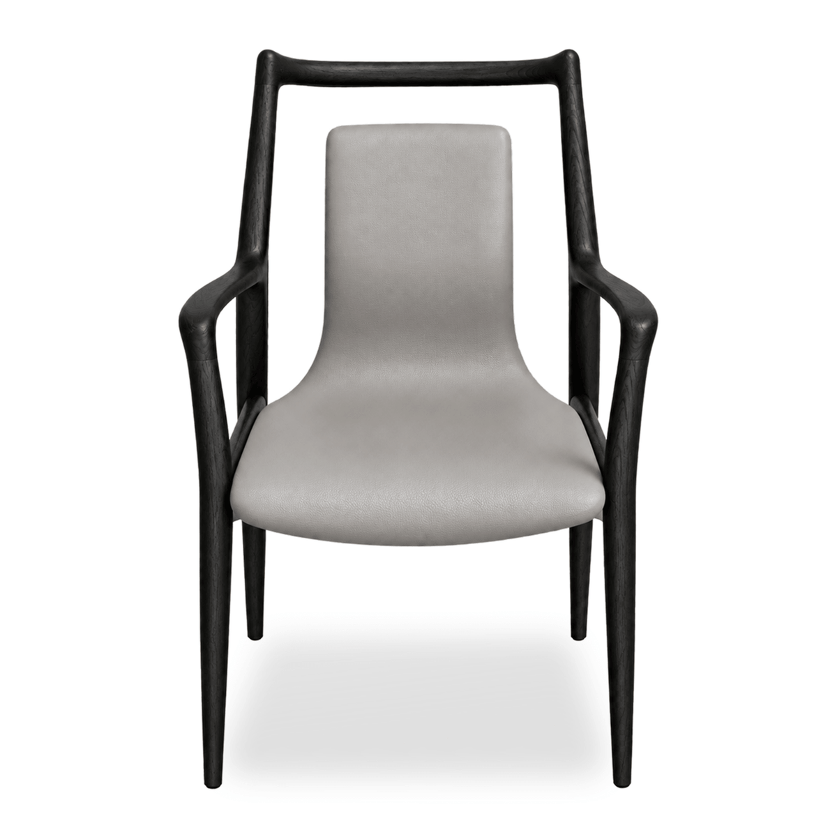 Bespoke Mathis Dining Chair - Ebony hardwood frame with Gray upholstery