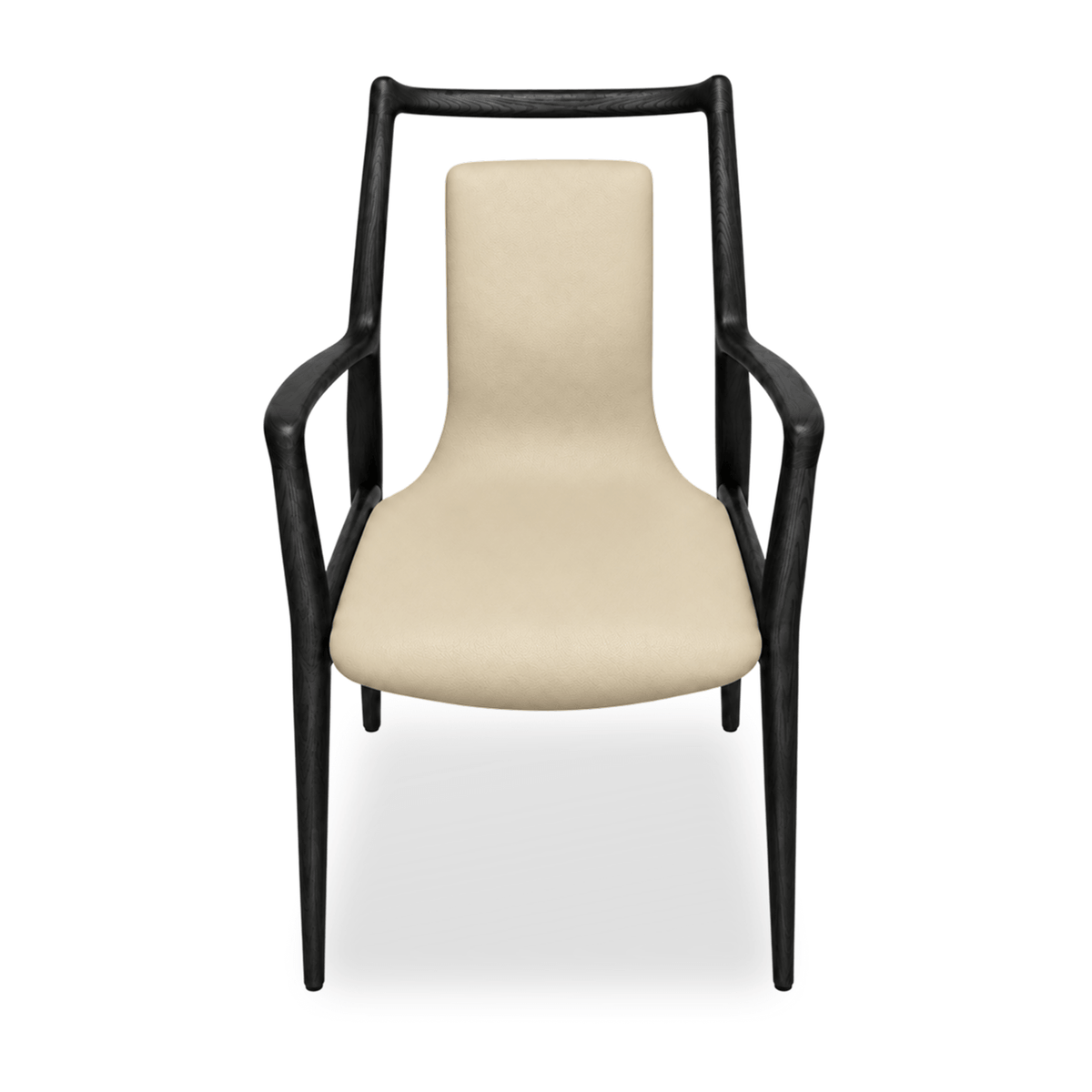 Bespoke Mathis Dining Chair - Ebony hardwood frame with Ivory upholstery