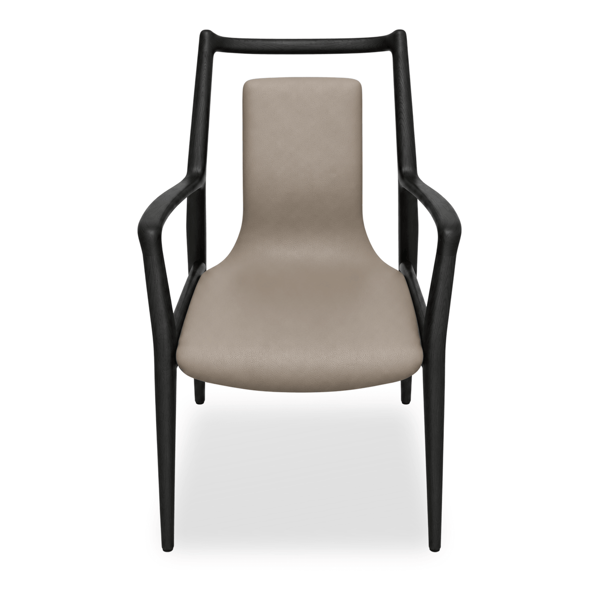Bespoke Mathis Dining Chair - Ebony hardwood frame with Taupe upholstery
