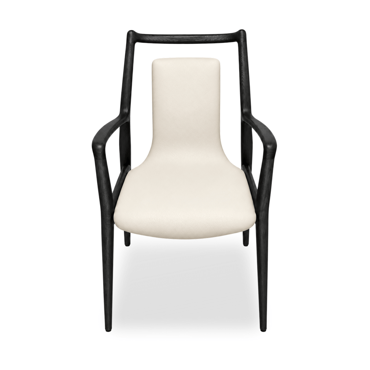 Bespoke Mathis Dining Chair - Ebony hardwood frame with White Cream upholstery