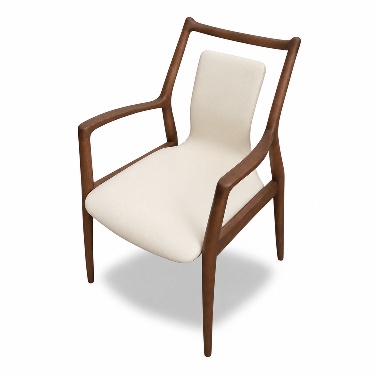 Bespoke Mathis Dining Chair - Walnut hardwood frame with White Cream upholstery