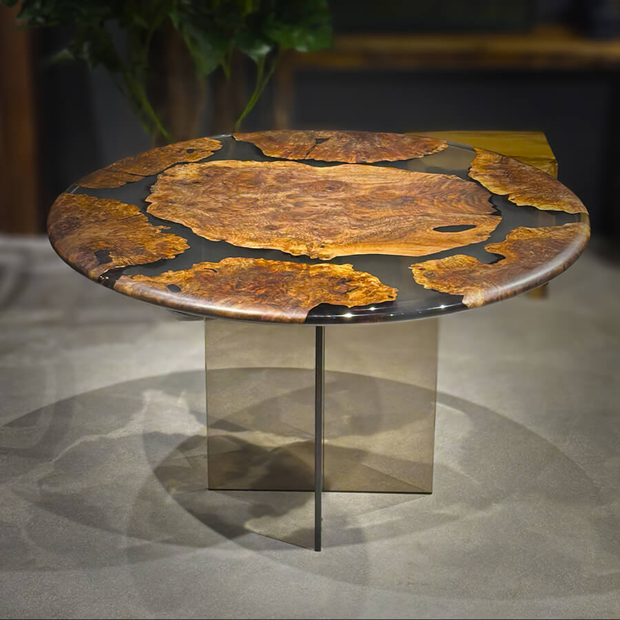 Mirage Walnut Burl Dining Table (Round) Ø40'' - Holzsch