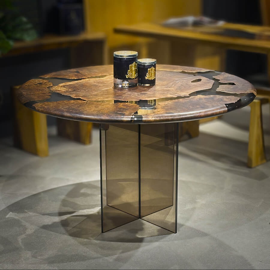 Mirage Walnut Burl Dining Table (Round) Ø40'' - Holzsch