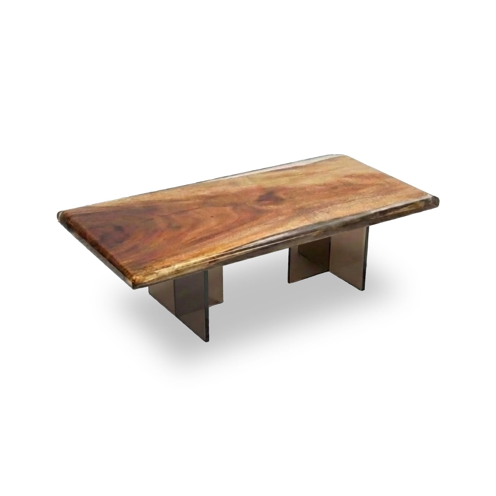 Mirage Rectangular Monkey Pod Coffee Table with Plexiglass Legs_Holzsch