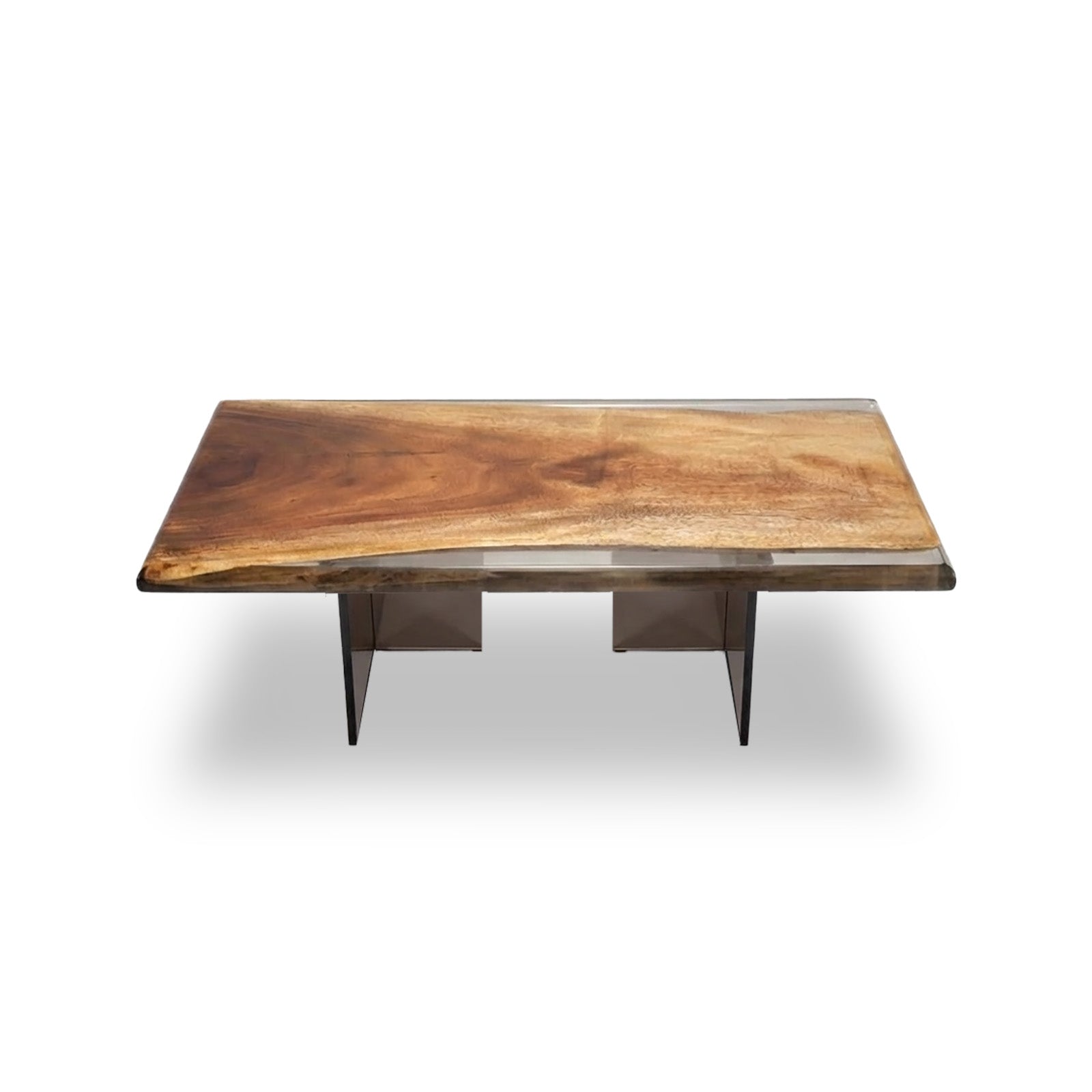 Mirage Rectangular Monkey Pod Coffee Table with Plexiglass Legs_Holzsch