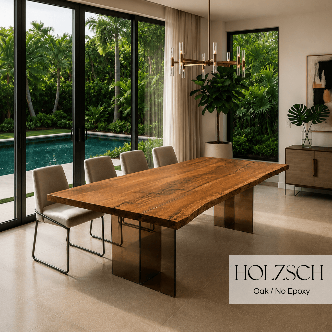 Mirage Oak Epoxy Dining Table. 