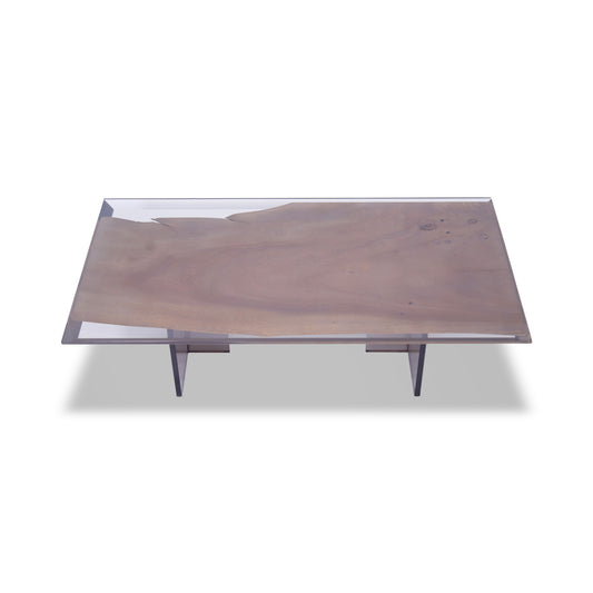 Mirage Rectangular Bleached Monkey Pod Dining Table with Plexiglass Legs 39" x 82"
