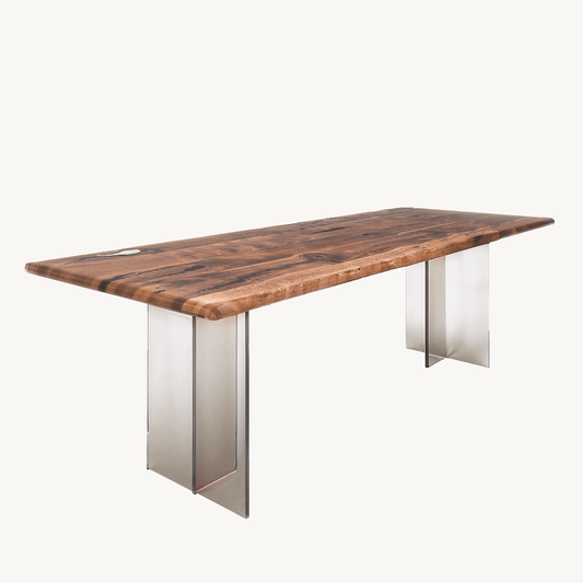 Mirage Rectangular Walnut Dining Table with Plexiglass Legs 40" X 96" - Holzsch