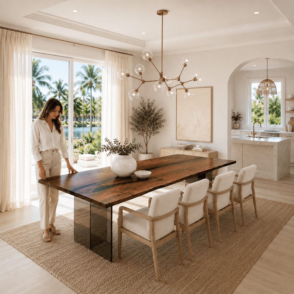 Mirage Walnut Black Epoxy Dining Table