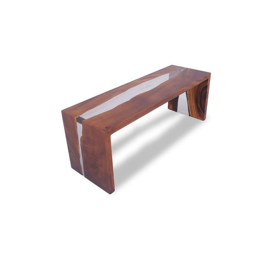 Monkey Pod Epoxy Bench - Waterfall Legs, Transparent Epoxy - Holzsch