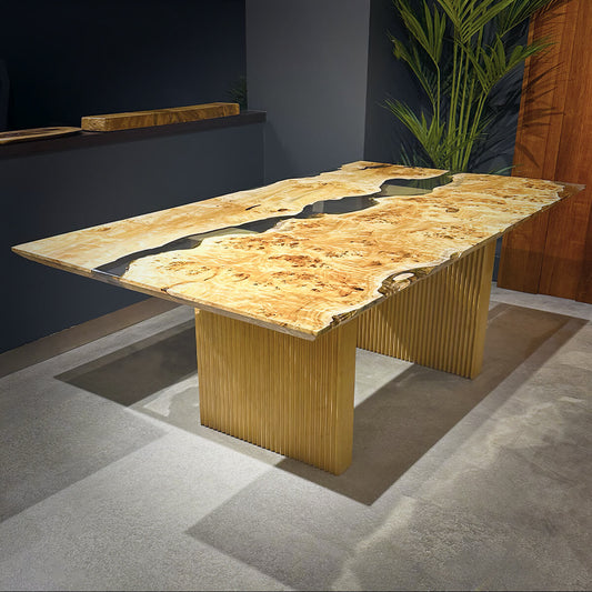 Klar Mappa Burl Rectangular Dining Table 39" x 79" - Holzsch