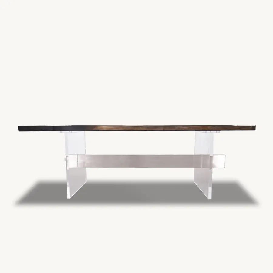 Saman Grey Bleached Epoxy Dining Table - Custom, Plexiglass Legs - Holzsch