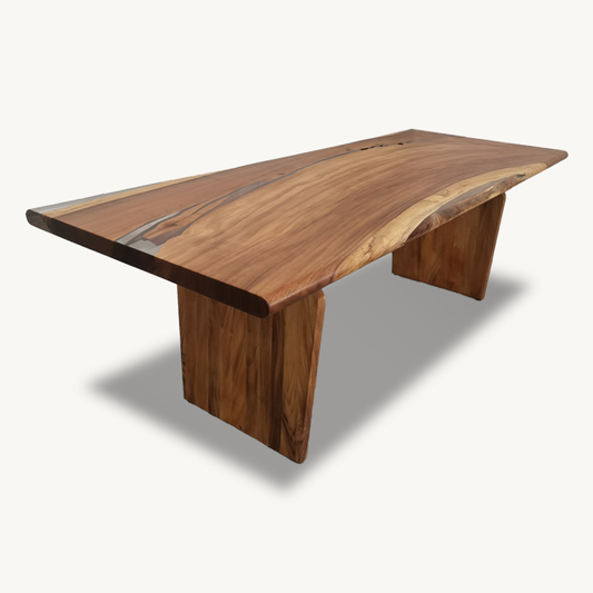 Saman Shield Dining Table - Custom, Live Edge, Matching Wood Legs - Holzsch