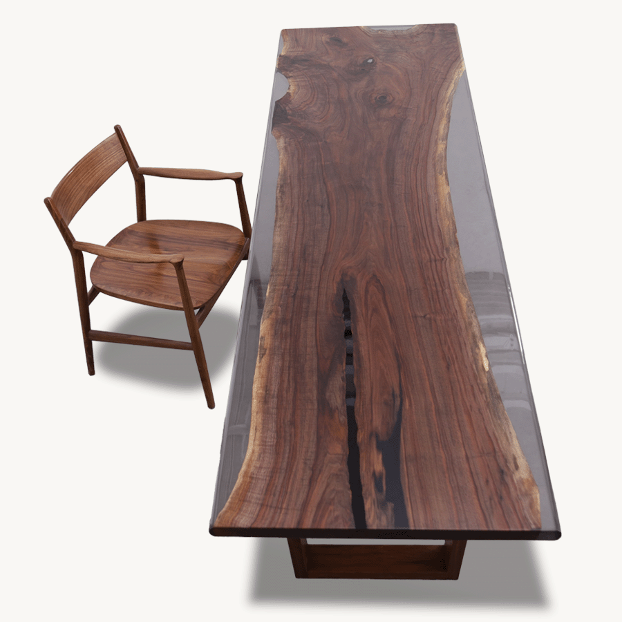 Sedon Walnut Epoxy Dining Table 32" x 106"