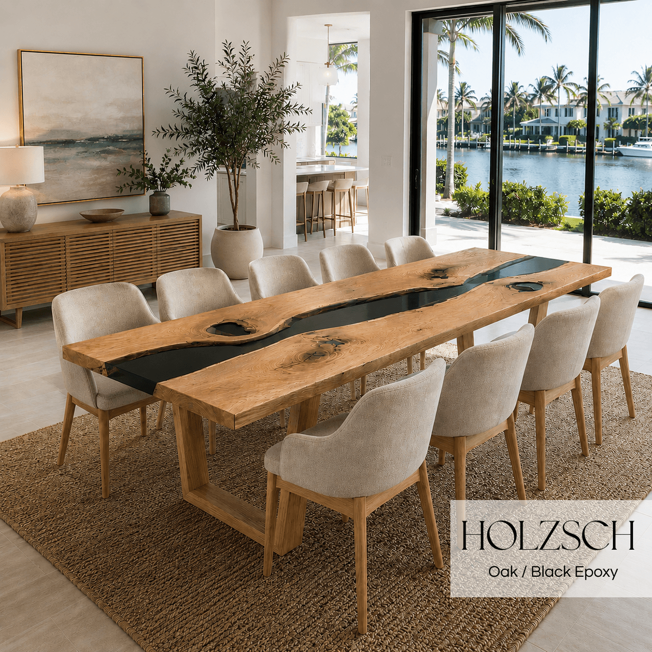 Sedon Oak Black Epoxy Dining Table_Holzch