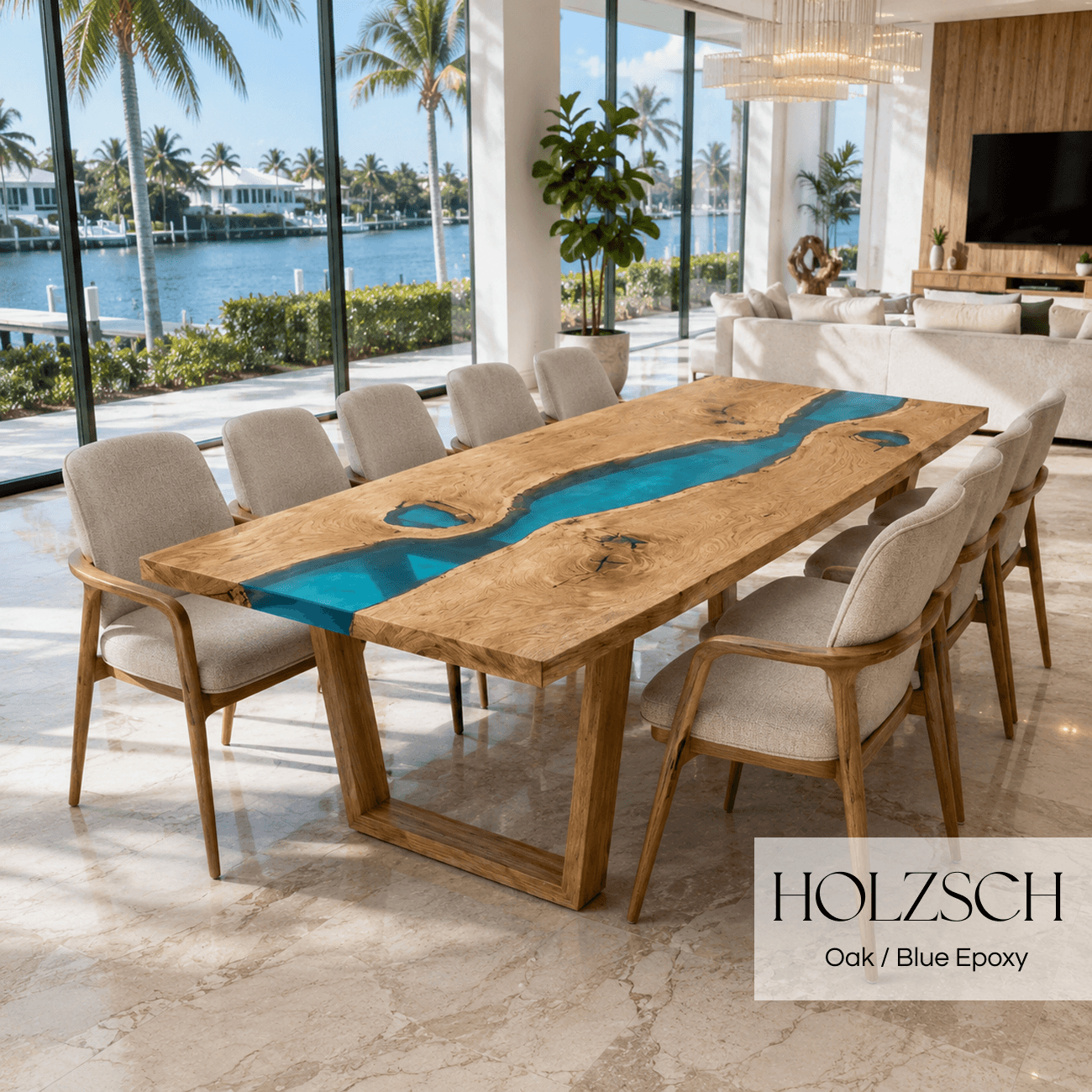 Sedon Oak Blue Epoxy Dining Table_Holzsch
