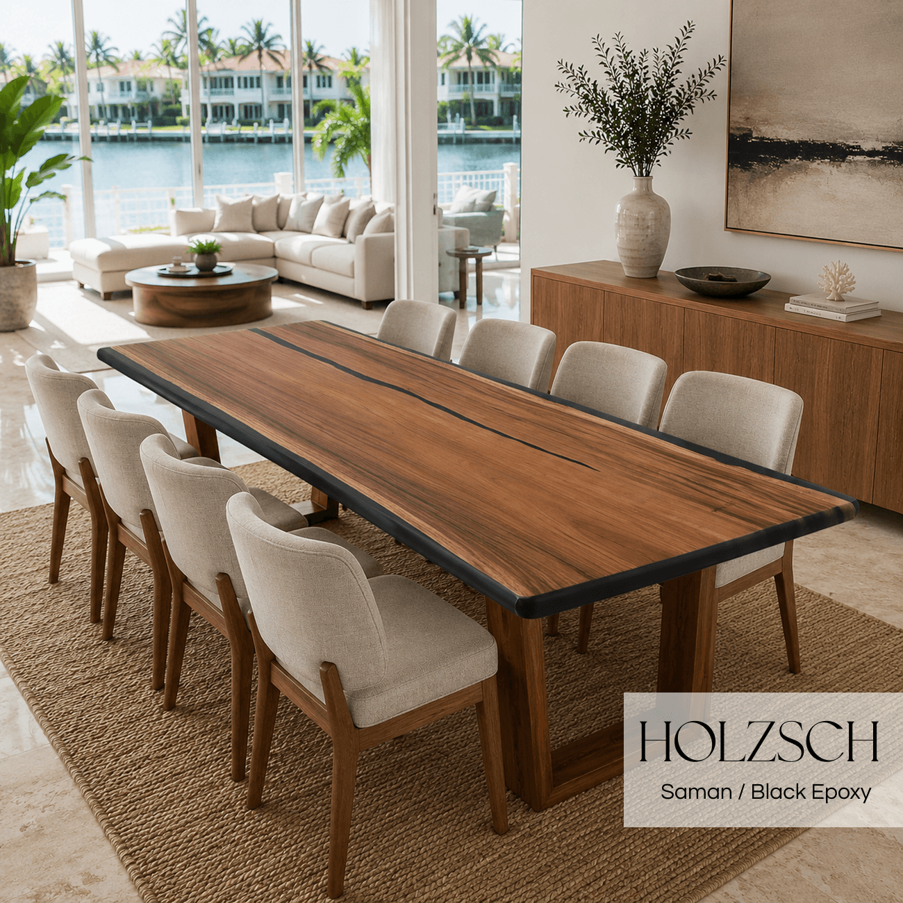 Sedon Monkey Pod Black Epoxy Dіning Table.