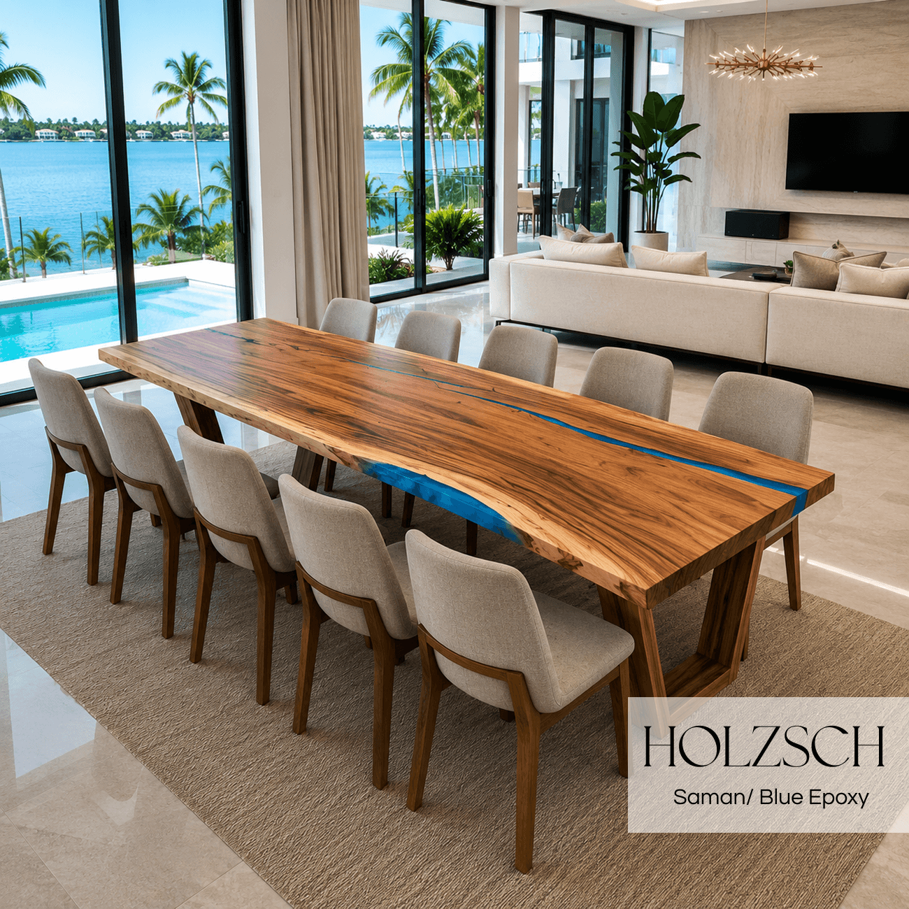 Sedon Saman Blue Epoxy Dining Table