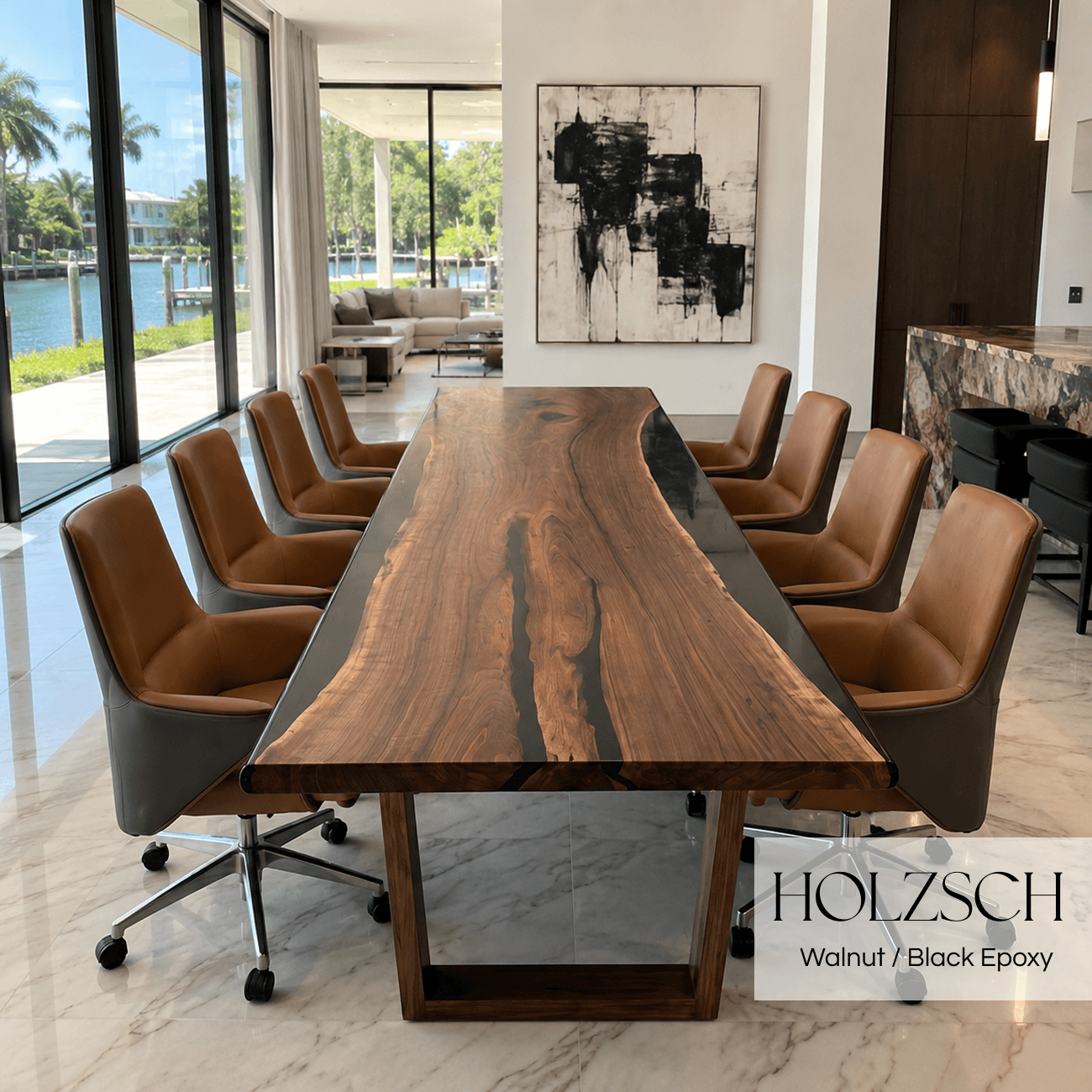 Sedon Walnut Dark Epoxy Dining Table_Holzsch