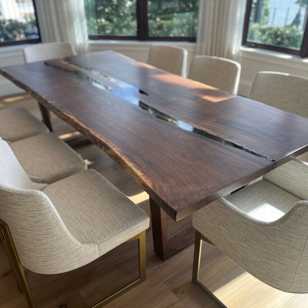 Sedon Walnut Rectangular Dining Table 44" x 96" - Live Edge - Holzsch