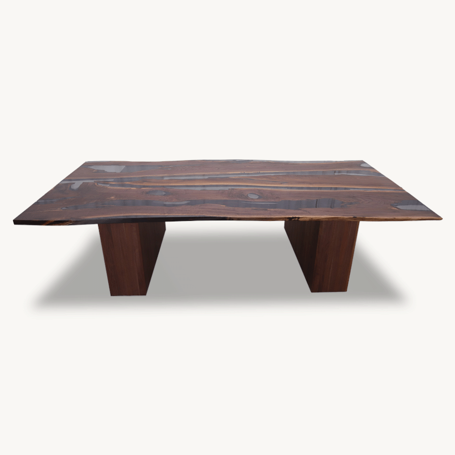 Select Centerpiece Walnut and Epoxy Meeting Dining Table (C030211 / C030217) 59" x 118" - Live Edge - Holzsch