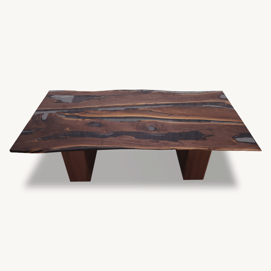 Select Centerpiece Walnut and Epoxy Meeting Dining Table (C030211 / C030217) 59" x 118" - Live Edge - Holzsch