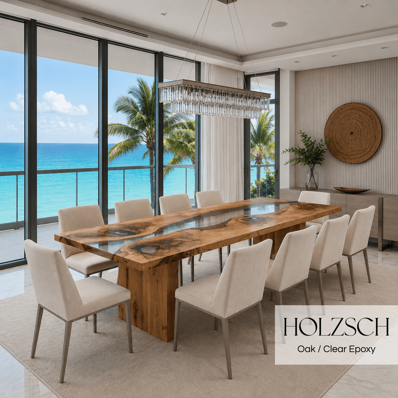 Select Oak Clear Epoxy Dining Table