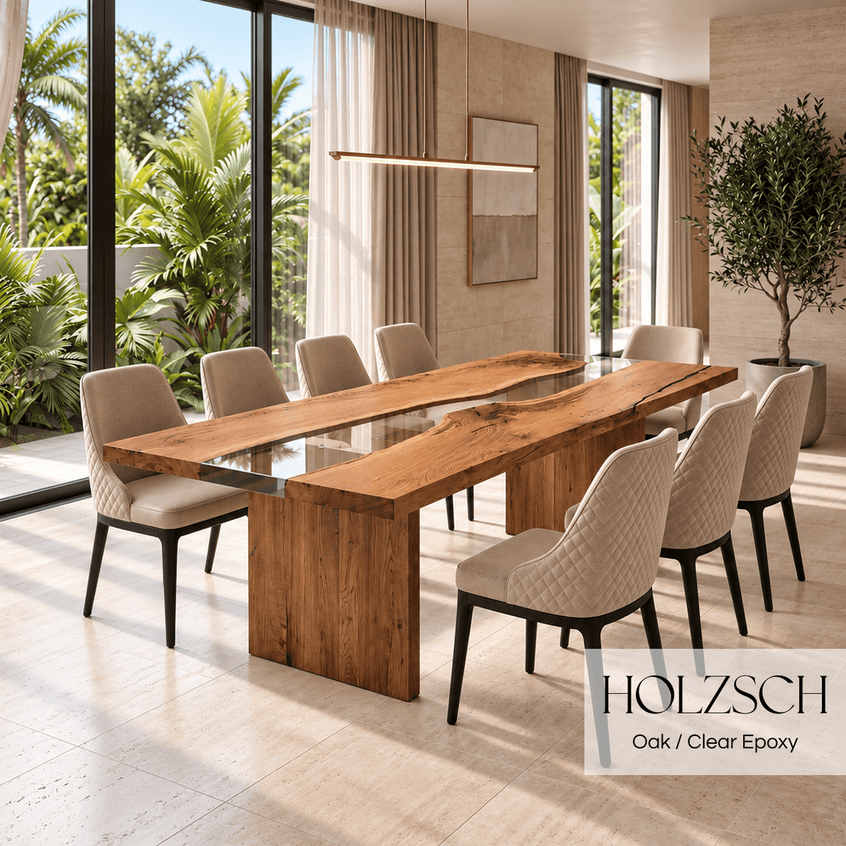 Select Oak Clear Epoxy Dining Table 