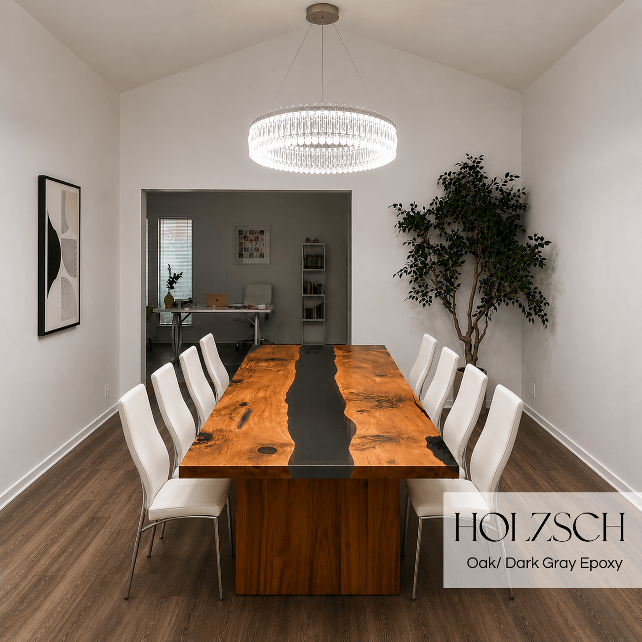 Select Oak Dark Gray Epoxy Dining Table
