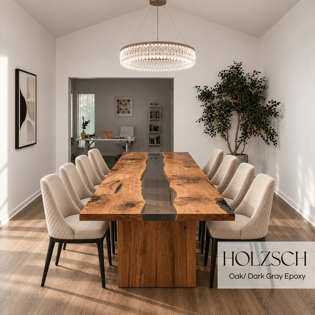 Select Oak Dark Gray Epoxy Dining Table 
