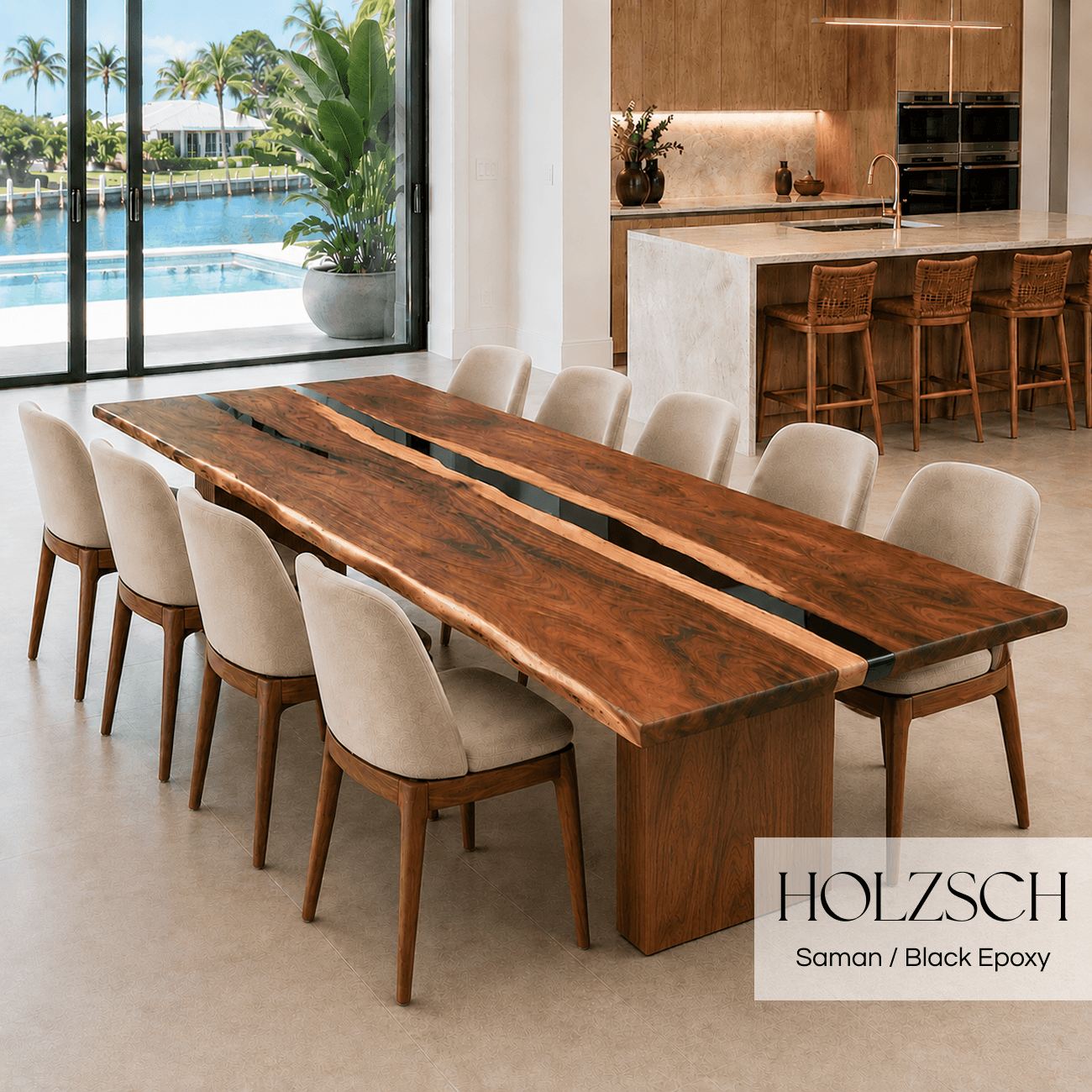 Select Saman Black Epoxy Dining Table 