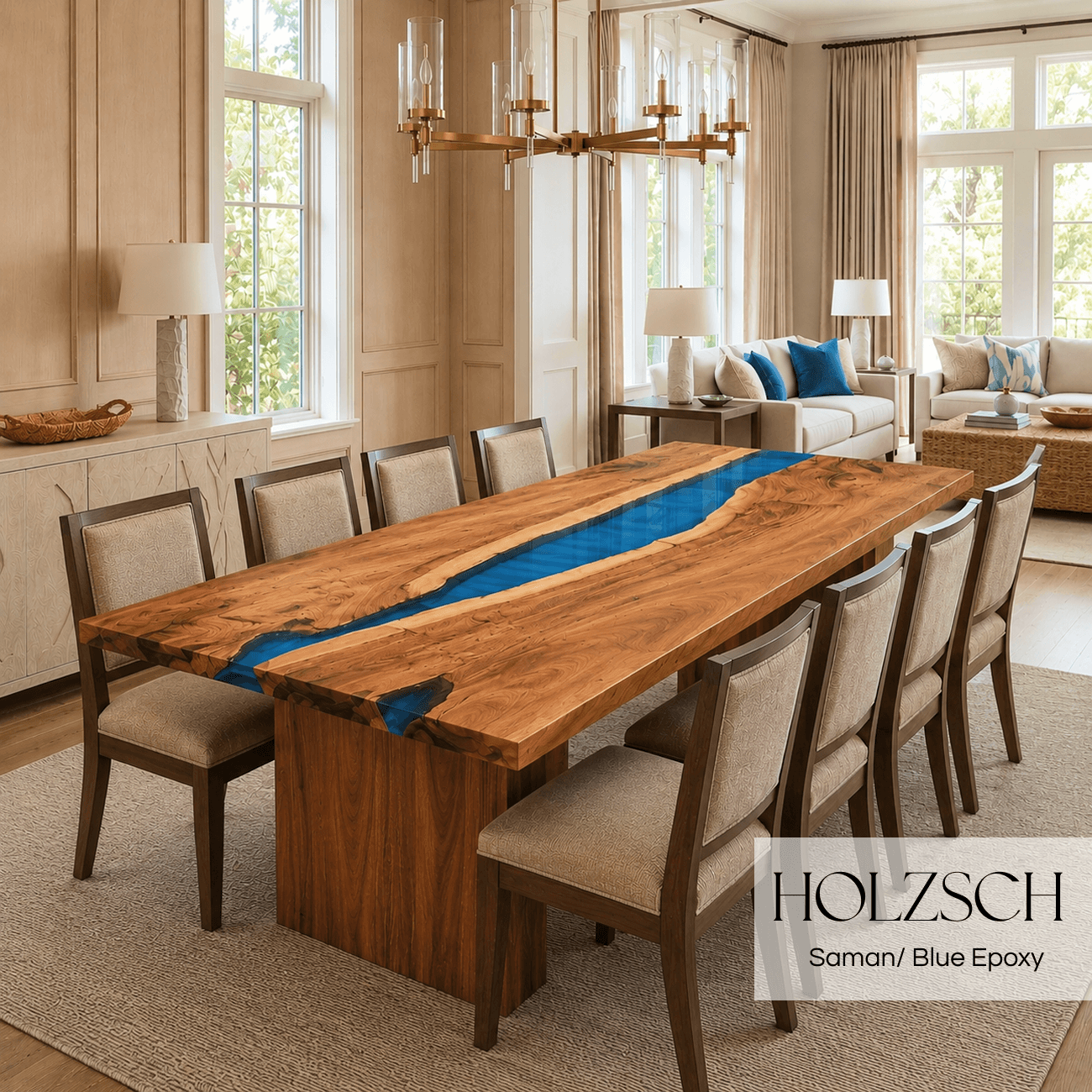 Select Saman  Blue Epoxy Dining Table 