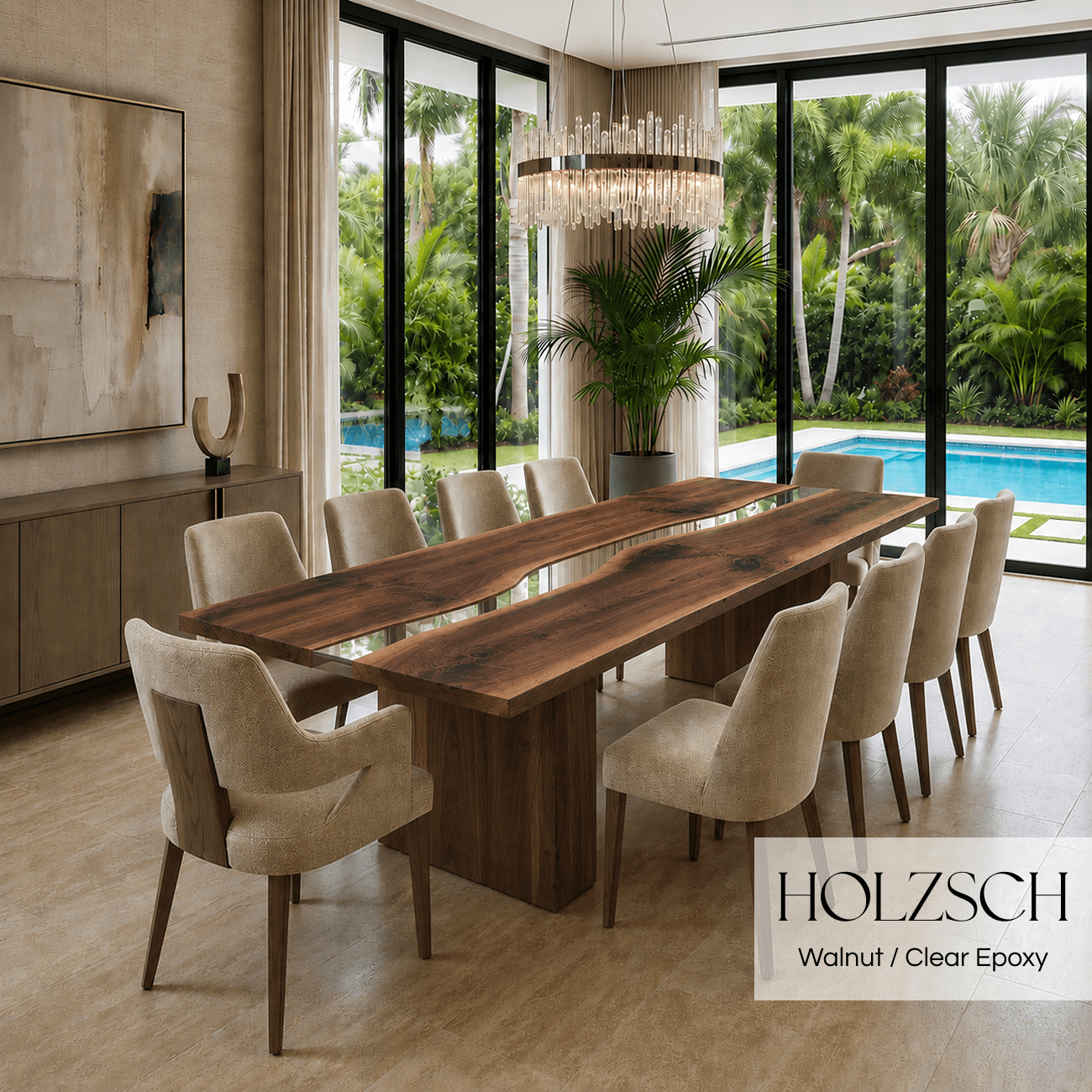 Select Walnut Clear Epoxy Dining Table 