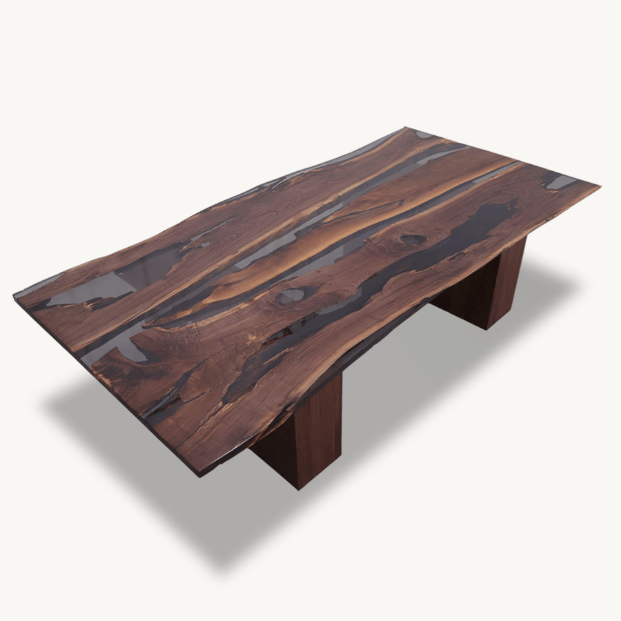 Select Centerpiece Walnut and Epoxy Meeting Dining Table (C030211 / C030217) 59" x 118" - Live Edge - Holzsch