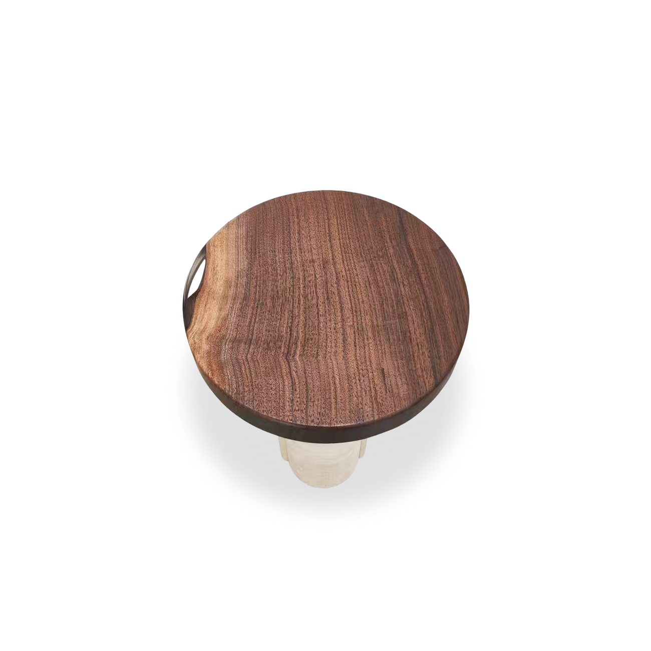 Ø14 walnut accent table with epoxy-filled natural opening and stone base