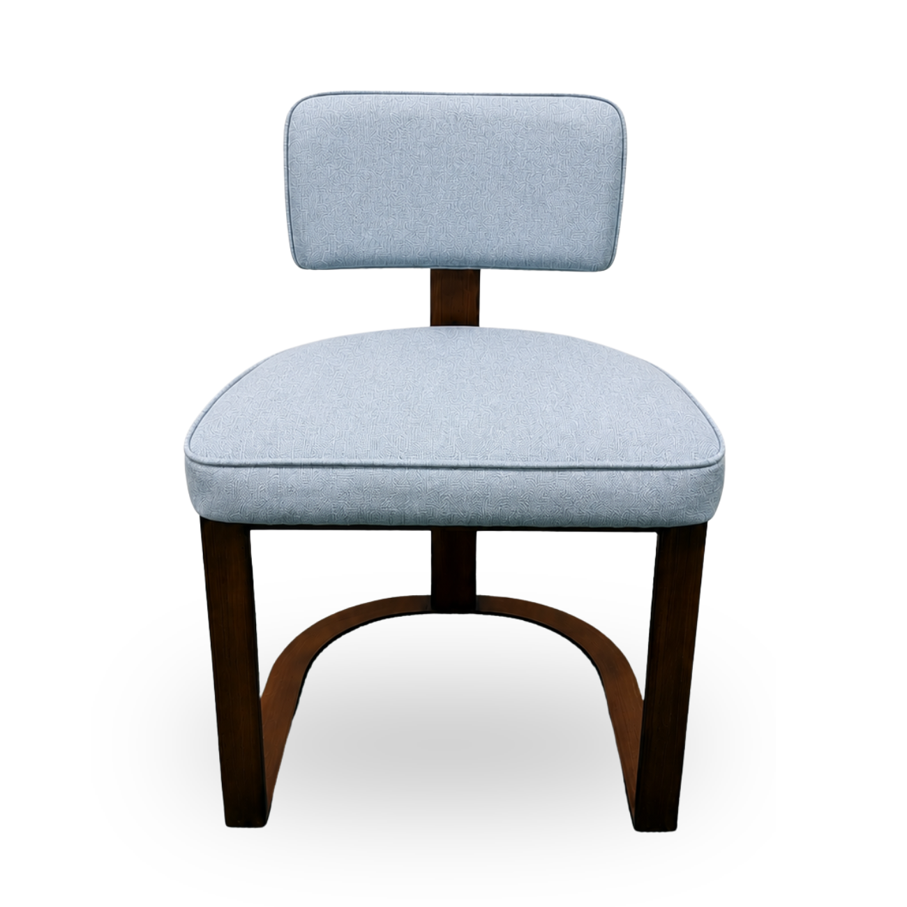 Modern Dining Chair Soft Blue Fabric Upholstery and Steel Frame. Holzcsh 