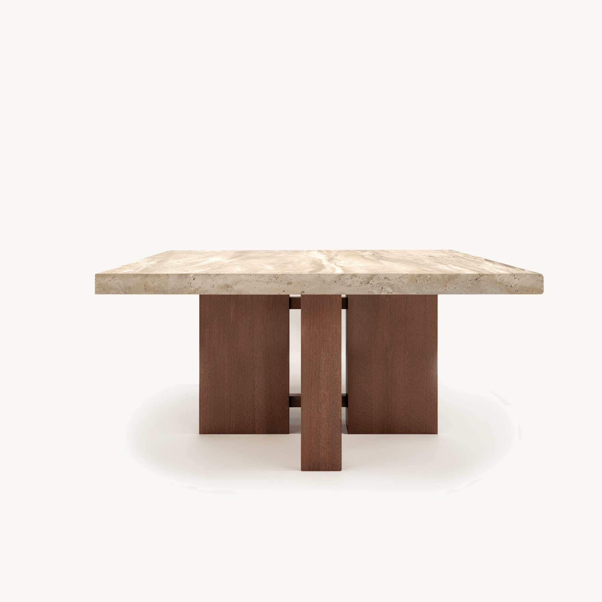 Quadrina Square Dining Table - Genuine Travertine Top 60"x 60" - Holzsch