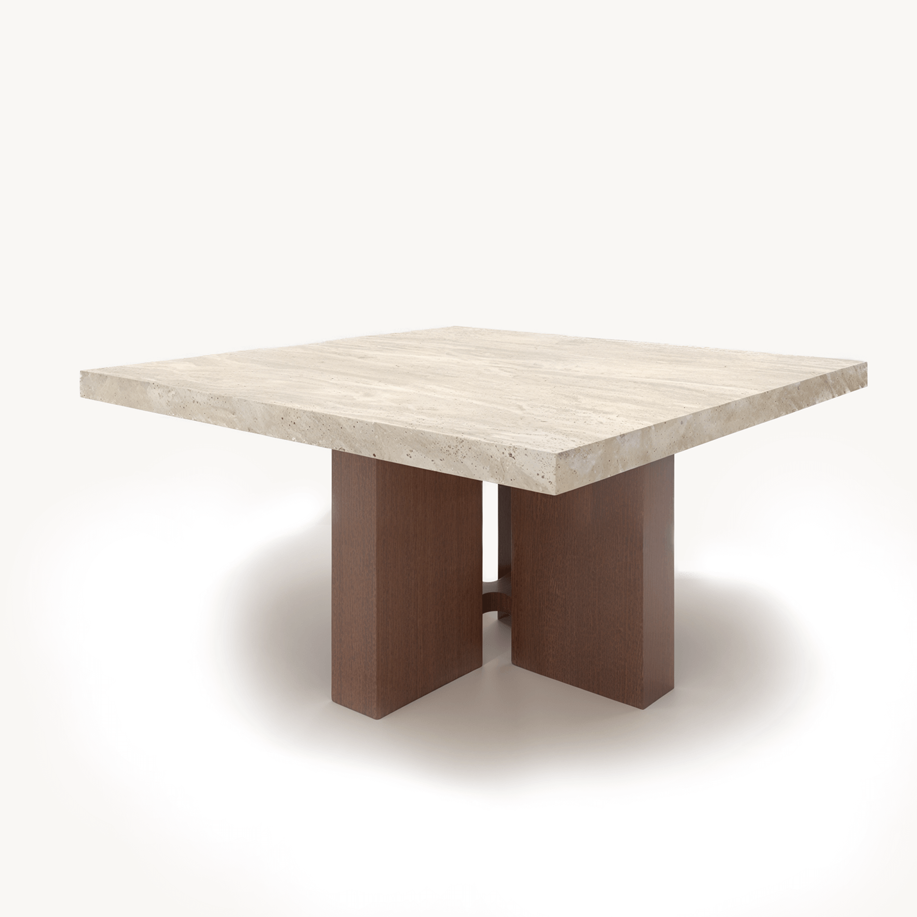 Quadrina Square Dining Table - Genuine Travertine Top 60"x 60" - Holzsch