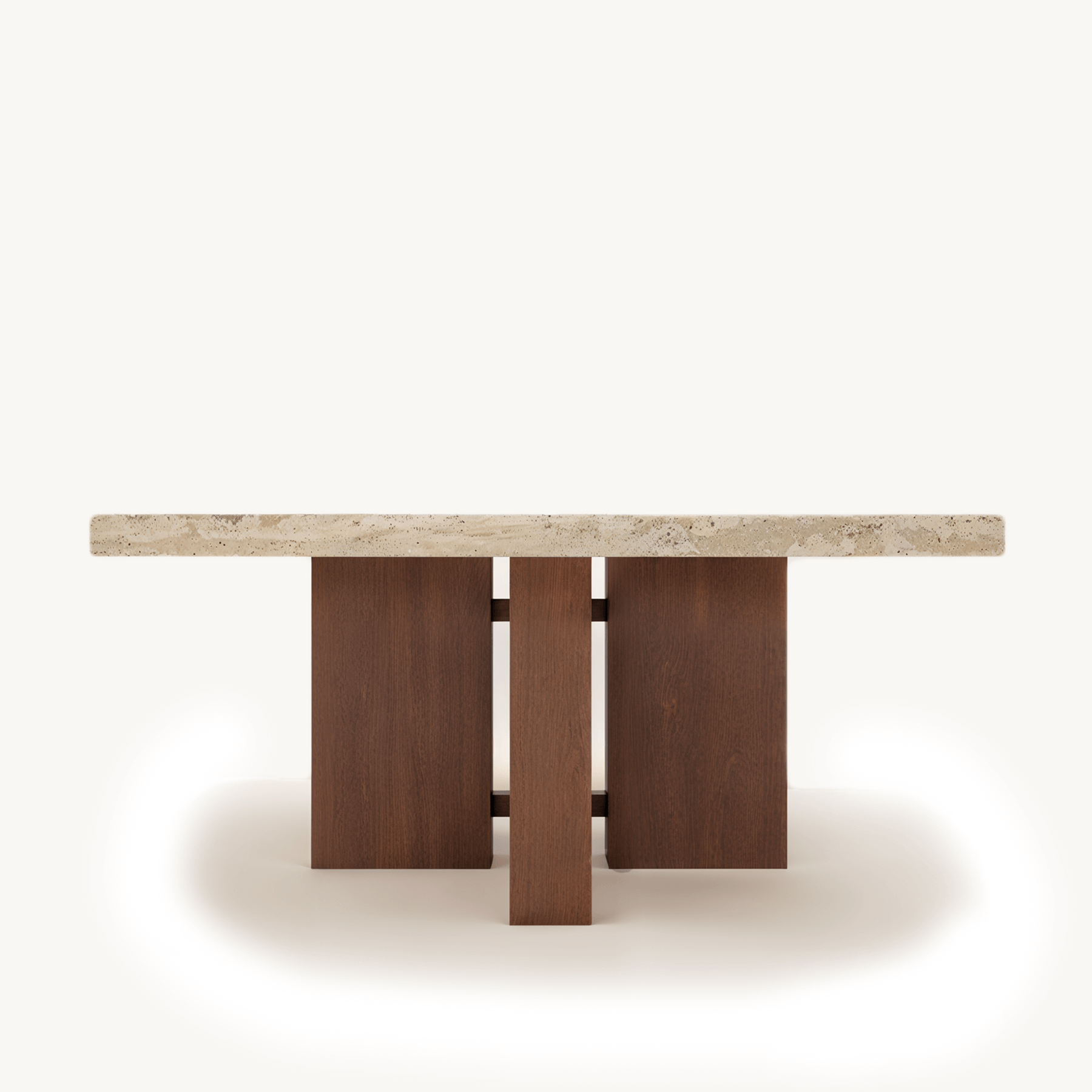 Quadrina Square Dining Table - Genuine Travertine Top 60"x 60" - Holzsch