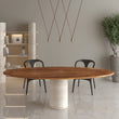 Rogue Walnut Solid Wood Dining Table - Travertine Platform 38 x 96 - Holzsch