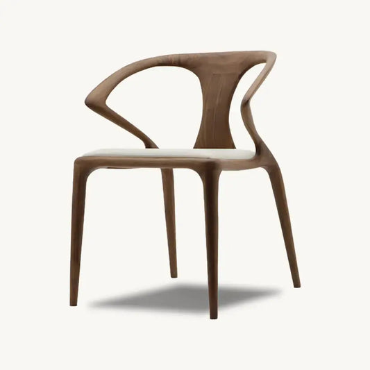 Set of 4 Luca Minimalistic Wooden Dining Chairs - Walnut & White Cream - Holzsch