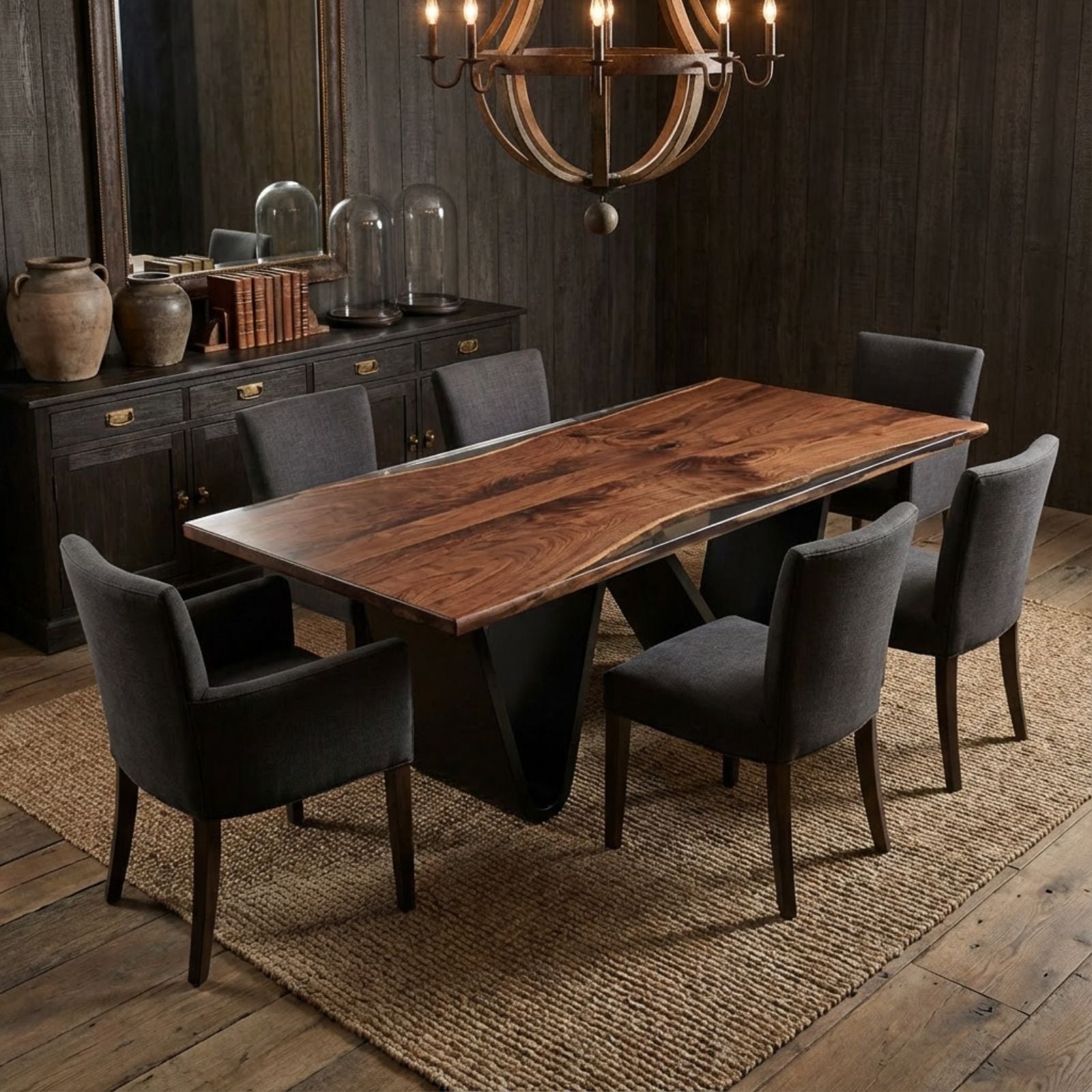 The W Walnut Rectangular Dining Table_Holzsch